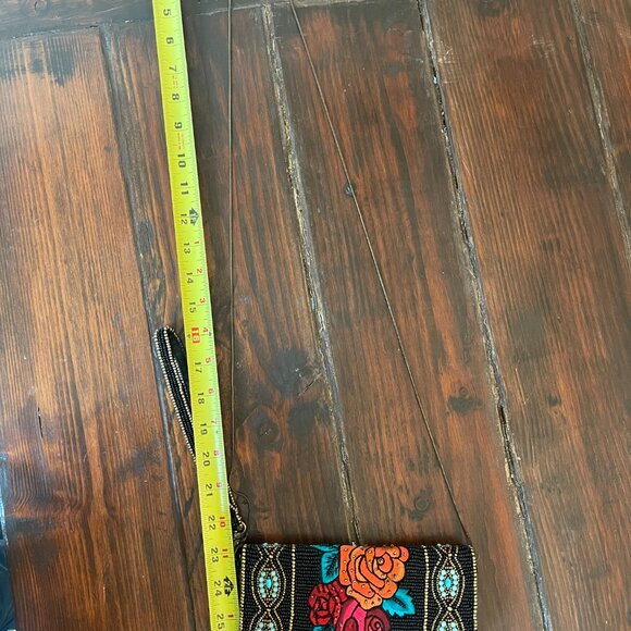 Mary Frances Frida's Flowers Beaded Phone Wristlet Wallet Crossbody - Picture 9 of 11